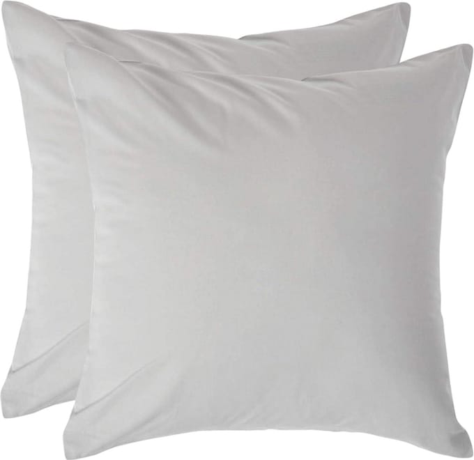 Homescapes Kussensloop 40x40 cm Set van 2 – Zilvergrijs – 100% Egyptisch Perkal Katoen – 200 TC