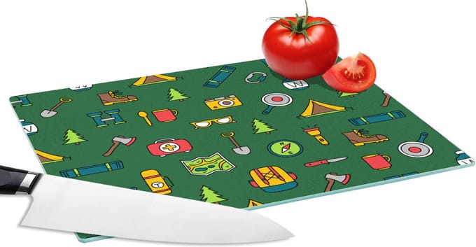 Glazen Snijplank - 28x20 - Kamperen - Tent - Bijl - Backpack - Snijplanken Glas