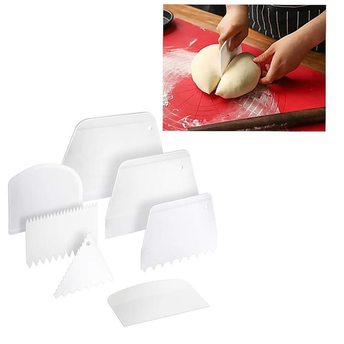 7 Stuks Plastic Taartrand Schrapers Snijders Gladstrijkset Deegschraper Taartschraper voor Bakken white
