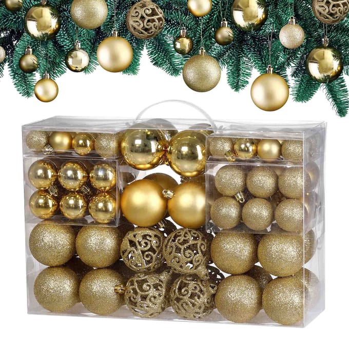 Casaria Kerstballen - Set van 100 Mat Glanzend Ø 3 4 6cm - Goud