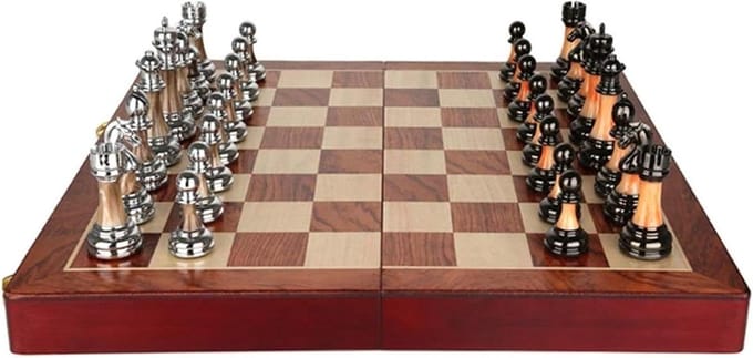 Schaakspel Hout - Damesbord Bordspel - Strategisch Spel - Magnetisch Opvouwbaar - 45x45cm - Niet gespecificeerd