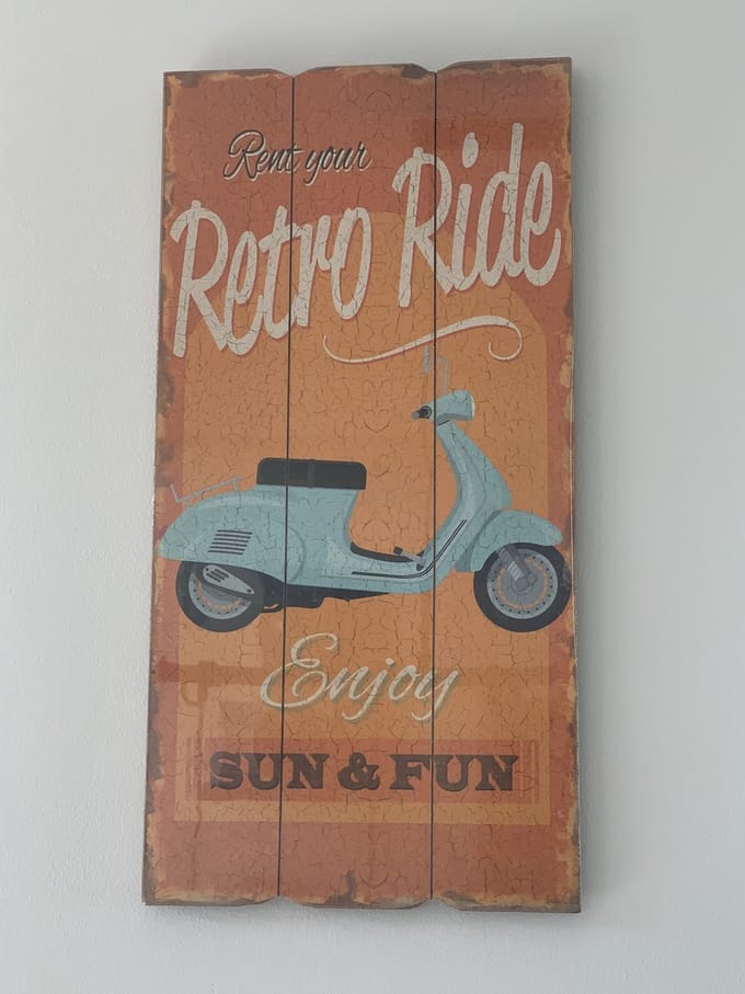 Wandbord Vespa "Rent Your Retro Ride"