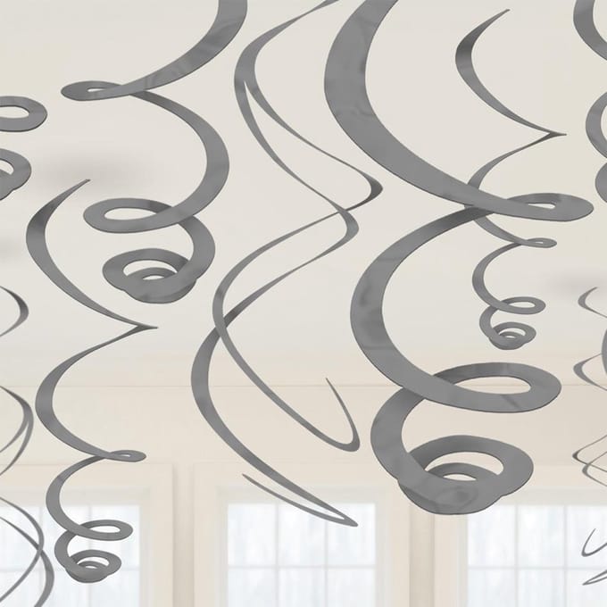 Amscan - 12 Swirls zilver 55 cm
