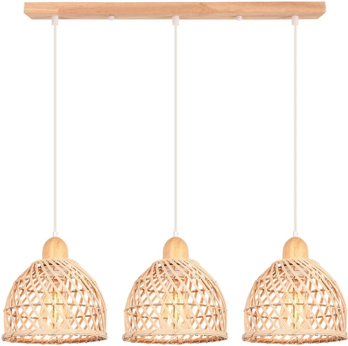 Boho Hanglamp Geweven Plafondlamp 3 Lampen Kroonluchter voor Slaapkamer Woonkamer Hal