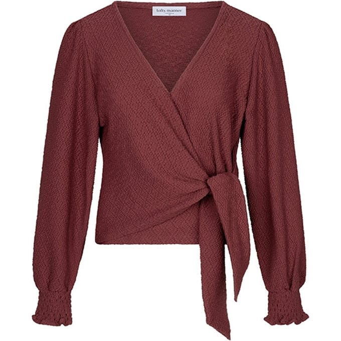 Lofty Manner Top Top Isa Structured Wrap Ri06 1 Brick Red Dames Maat - XS