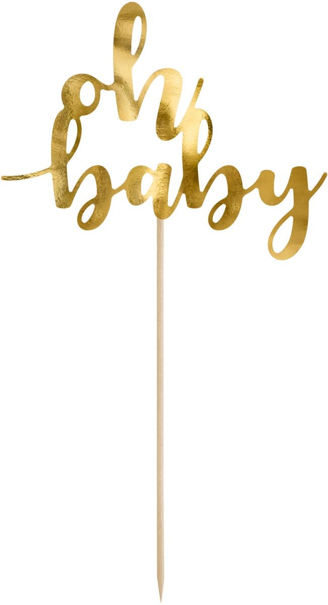 PartyDeco Cake Topper Oh Baby Goud