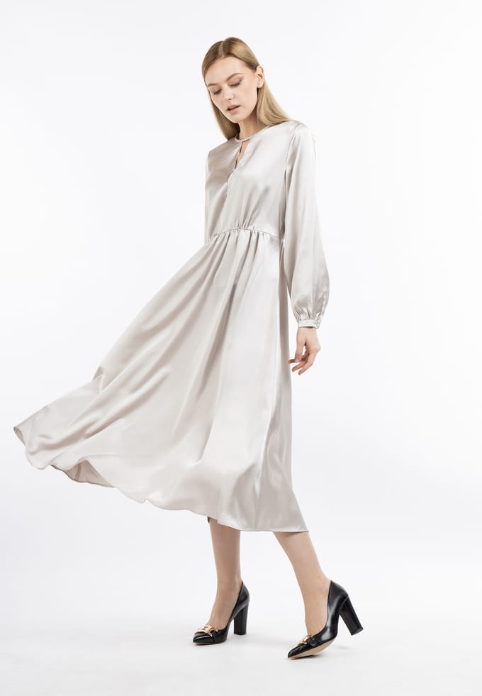 Dreimaster midi-jurk Dames lichtbeige
