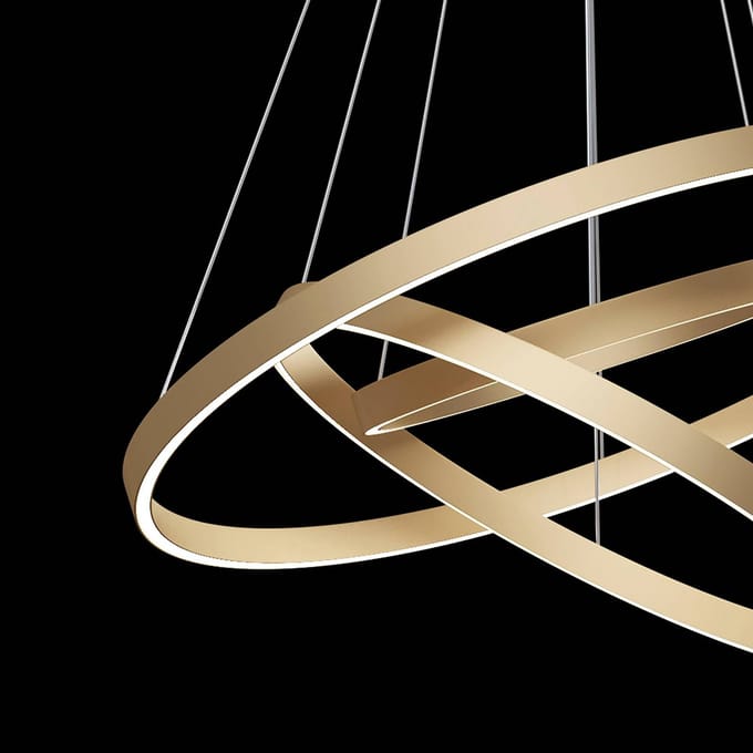 Maytoni Rim LED hanglamp, 840, 3 ringen, messing