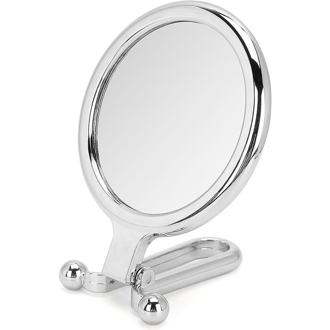 5x Vergrotende Opvouwbare Verstelbare Cosmetische Spiegel Dubbelzijdige Make-upspiegel (Zilver) white