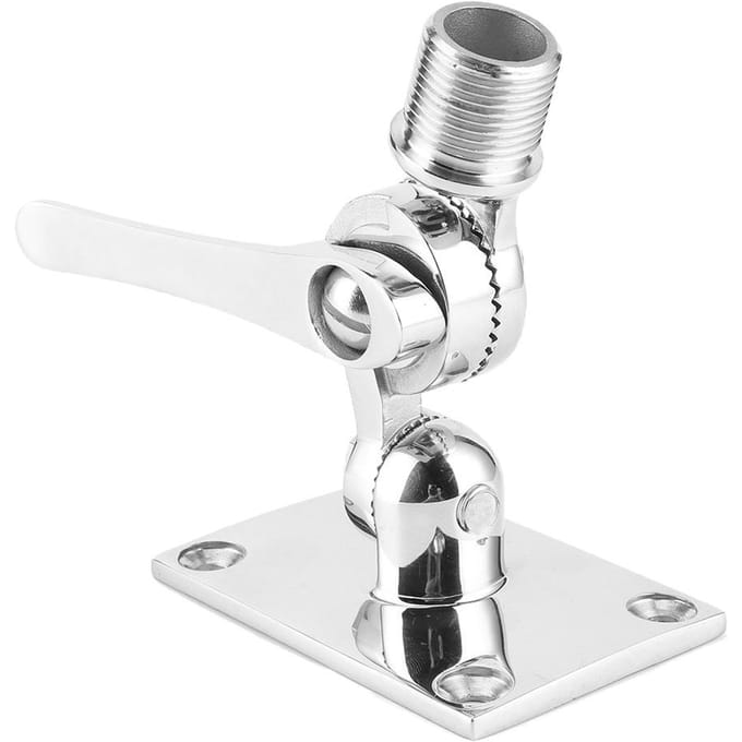 Support d'antenne VHF en acier inoxydable, support à cliquet, double axe, base de fixation réglable pour bateau marin 1 14 po white