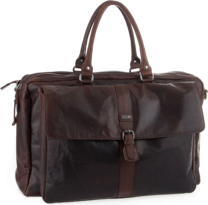 Leren Weekendtas en Laptoptas in één - Jayce - Donkerbruin