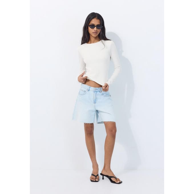 Stradivarius Basic T-shirt met lange mouw  Ecru M