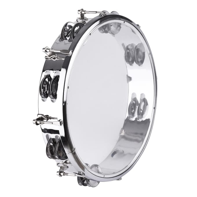 Tamboerijn Handbel Handtrommel met percussie-instrument met dubbele rij jingles 10-inch