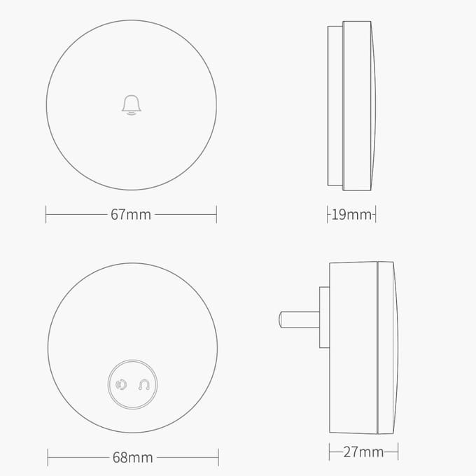Linptech Zelfvoorzienende Draadloze Deurbel Zelfgenererende Elektriciteit Ringtone Geen Batterij Geen Draad Basisversie Basic Version