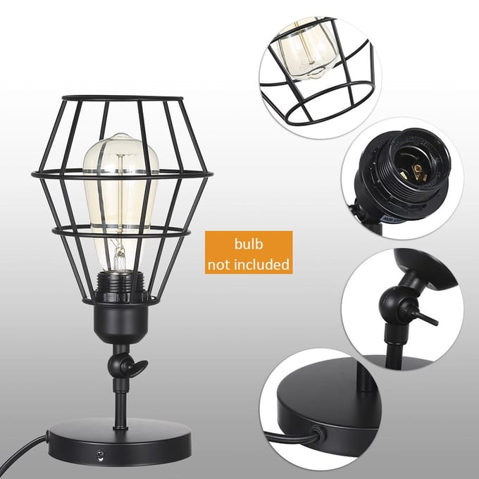 Tomshine AC 220-240V Wandlampenkap E27 Basis met Schakelaar Binnen Wandkandelaar Vintage Stijl EU Plug black
