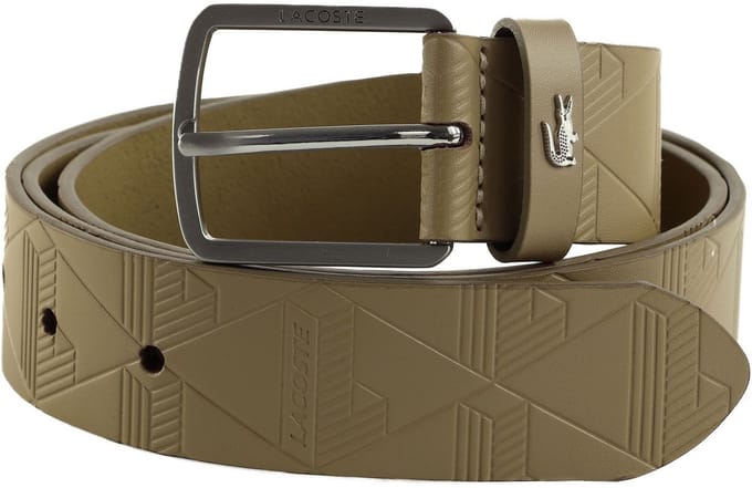 LACOSTE Leren Riem Monogramme Embossed Belt W100 Roasted Cashew Beige