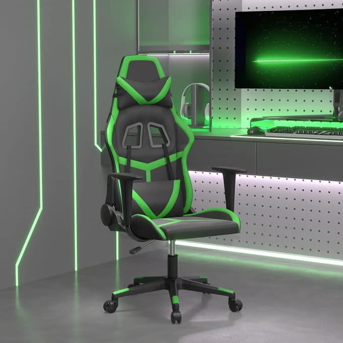 vidaXL - Massage - gamestoel - kunstleer - zwart - en - groen