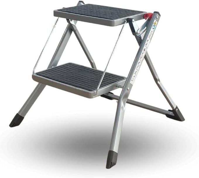 Compacte Vouwladder met 2 Treden - Antislip en Automatische Vergrendeling - Stevig en Draagbaar
