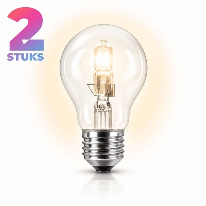 2x Peertje Halogeenlamp E27 - 100W - Warm Wit Licht (2700K) - 1900 lm - 2 jaar - Dimbaar