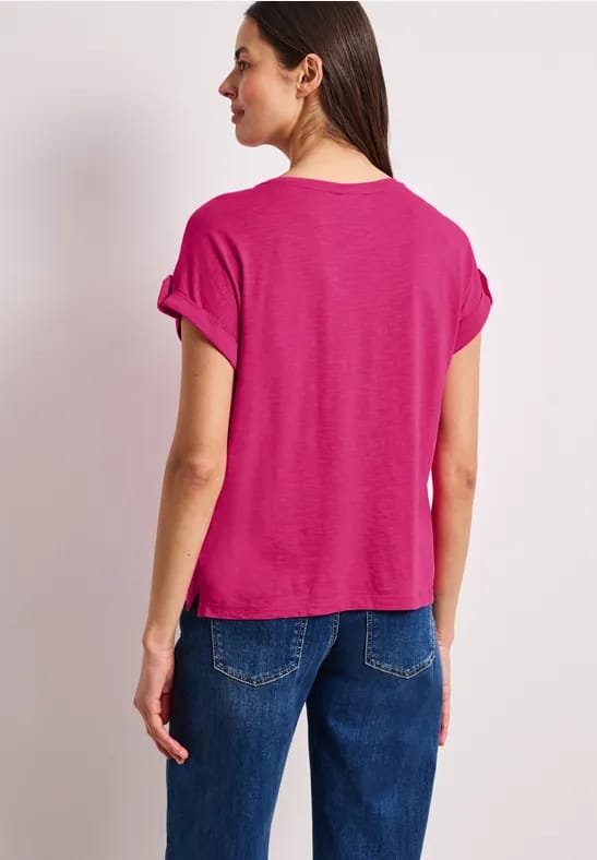 Shirt met ronde hals en knoopdetails