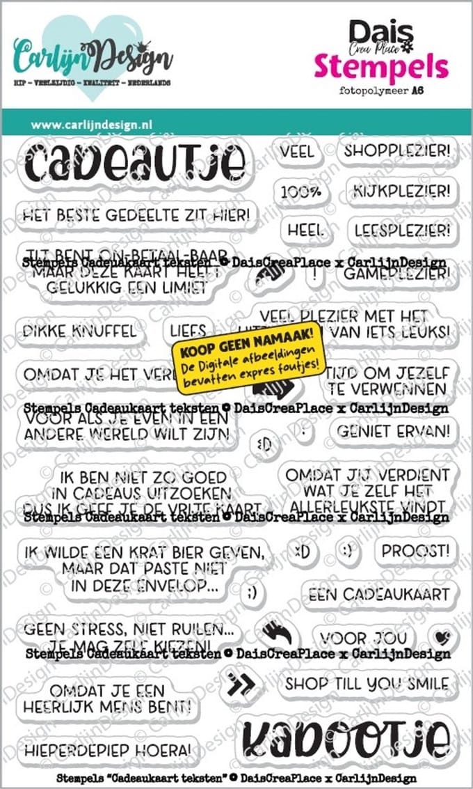 Stempels cadeaukaart teksten