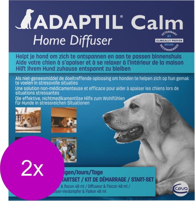 Adaptil Calm Verdamper Hond + Vulling - Anti stressmiddel - 2 x 48 ml 1 Maand