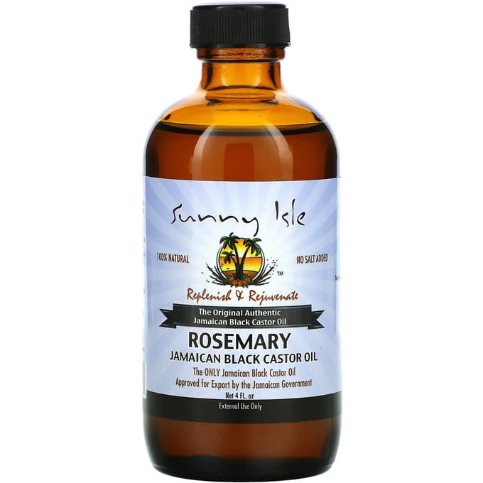 Sunny Isle, 100% Natuurlijke Jamaicaanse Zwarte Ricinusolie, Rozemarijn, 4 fl oz