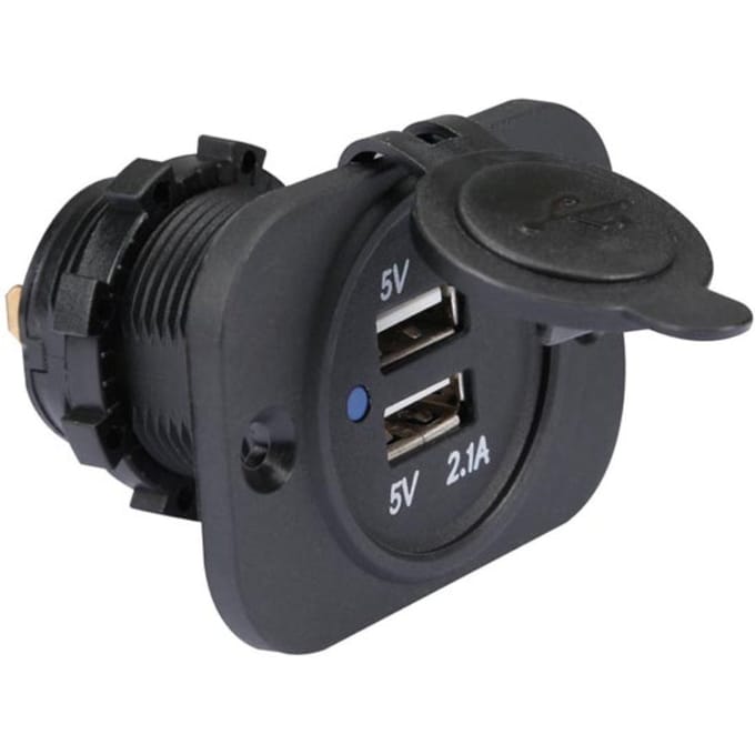Velleman USB-LADER VOOR DE AUTO-INBOUW (12-24 VDC IN, 2 x 5 V UIT)