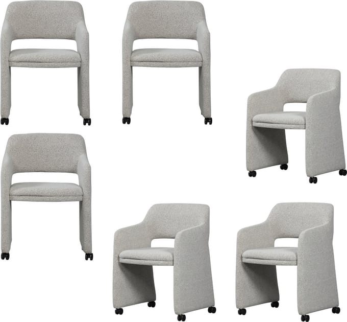 WOOOD Lyric Eetkamerstoelen - Bouclé - Greige - Set van 6