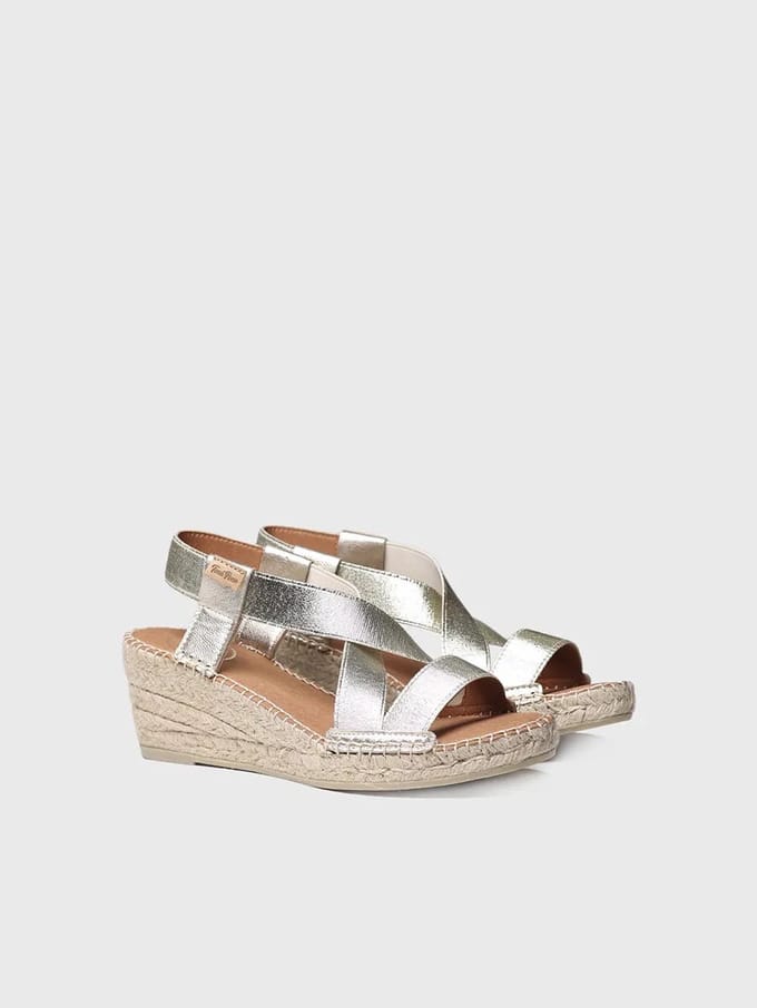 Metallic sleehak sandaal met bandjes | TURA-RC