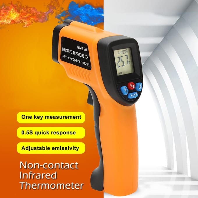 Draagbare contactloze digitale infraroodthermometer Pyrometer Aquarium LCD-laserthermometer Buiten oranje