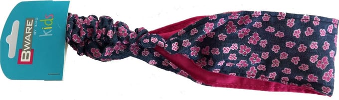 Bware Haarband jeans/roze bloem