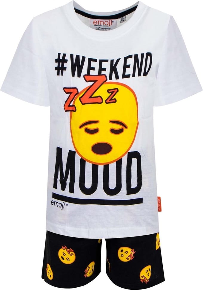 Disney jongens shortama K/M Emoji - Wit  - 128
