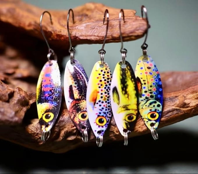 Forellepelset - Forel aas - Forelvissen - Set van 5 lepels - 35cm / 3gr - Natuurlijk