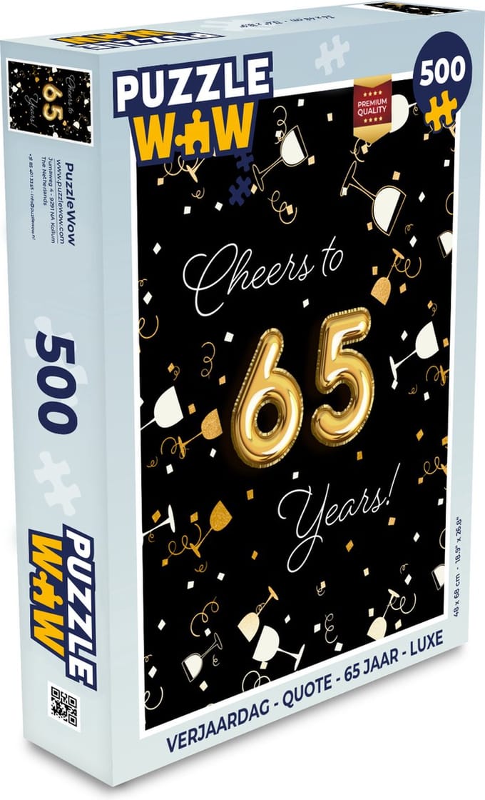 Puzzel Verjaardag - Quote - 65 Jaar - Luxe - Legpuzzel - Puzzel 500 stukjes