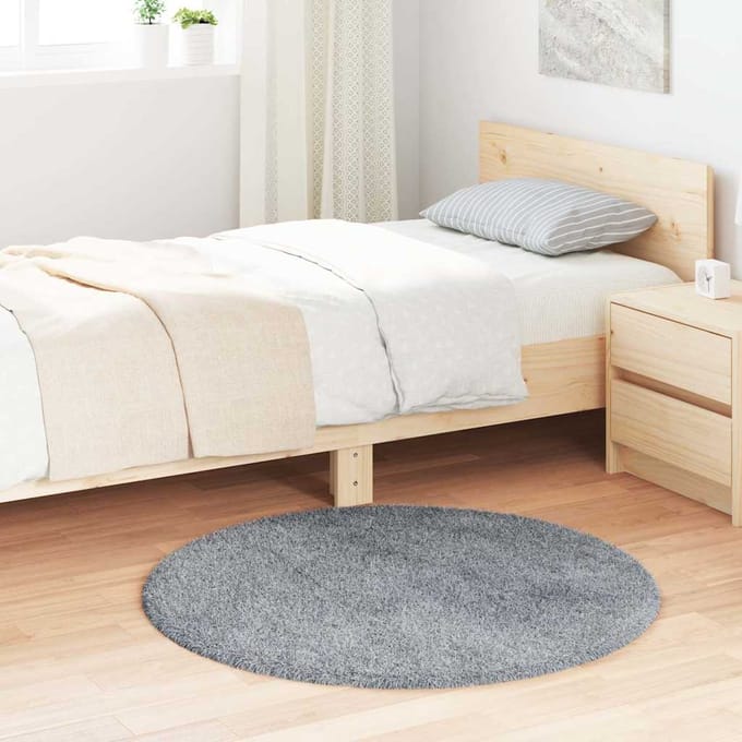 vidaXL - Hoogpolig - vloerkleed - NAVARRA - 100x100 - cm - polyester - lichtgrijs