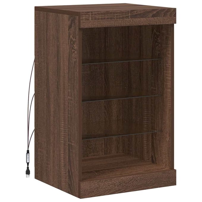 vidaXL - Dressoir - met - LED-verlichting - 41x37x67 - cm - bruin - eikenkleur