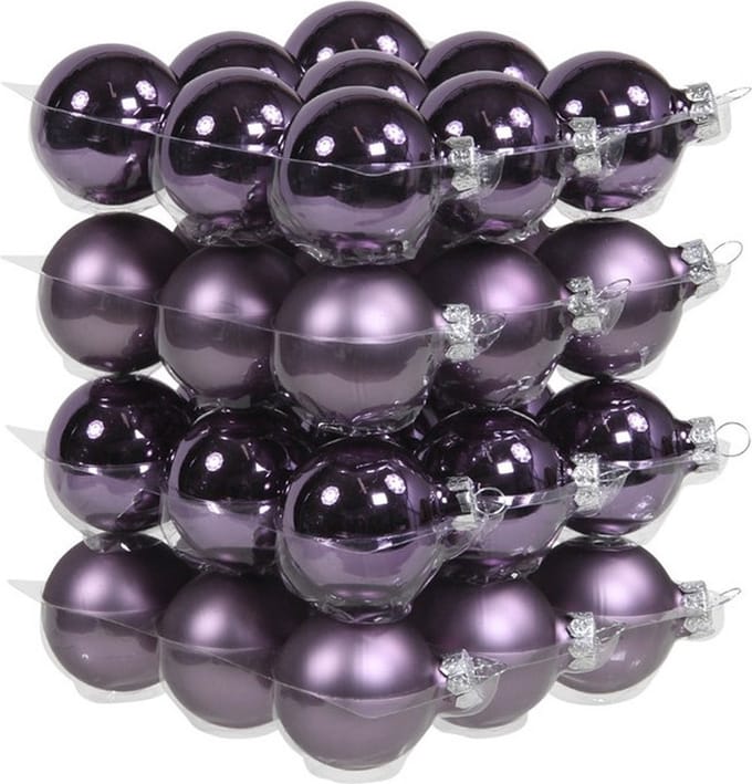 36x Paarse glazen kerstballen 4 cm - mat/glans - Kerstboomversiering paars