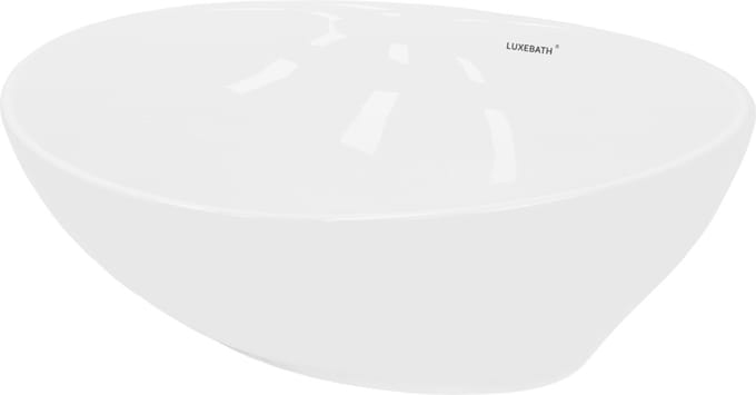Ovale wastafel zonder overloop 41x33x14,2 cm wit keramiek LuxeBath