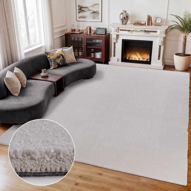 Comfy Premium - Luxe Effen Vloerkleed Wasbaar Uni Creme- 140x200 CM