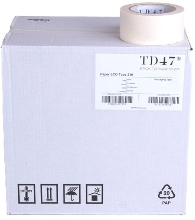 TD47 Verpakkingstape Papier 50mm x 50m Wit (Doos 36 rollen)