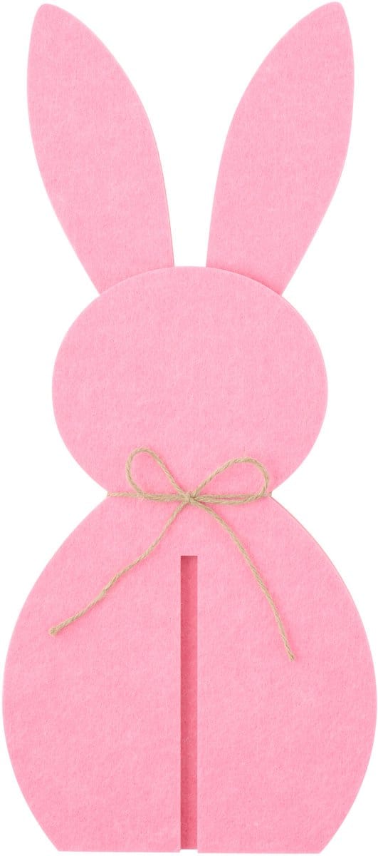 J-Line decoratie Konijn - vilt - roze - medium