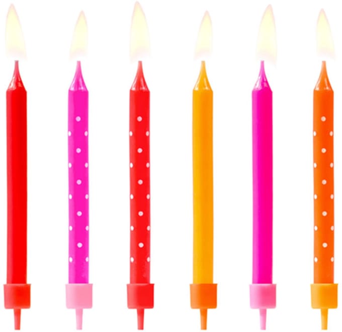 PartyDeco - Taartkaarsjes set 6st. - Love dots