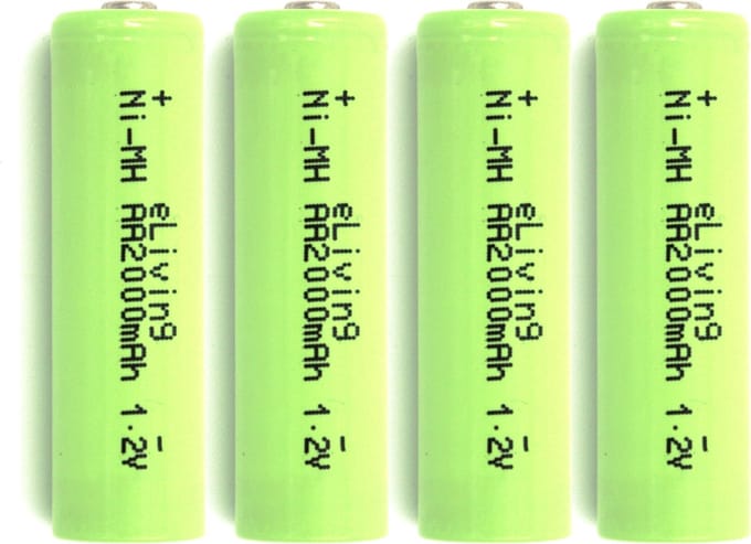 eLiving - Oplaadbare AA Batterijen. 2000mAh 1.2V NiMH HR6. 4 stuks