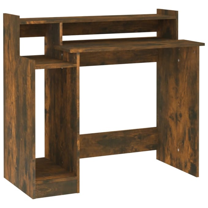 vidaXL - Bureau - met - LED-verlichting - 97x45x90 - cm - hout - gerookt - eikenkleur