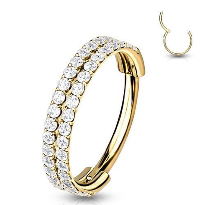 Piercing PVD high quality double CNC lined 1.2x10 - goud - LMPiercings