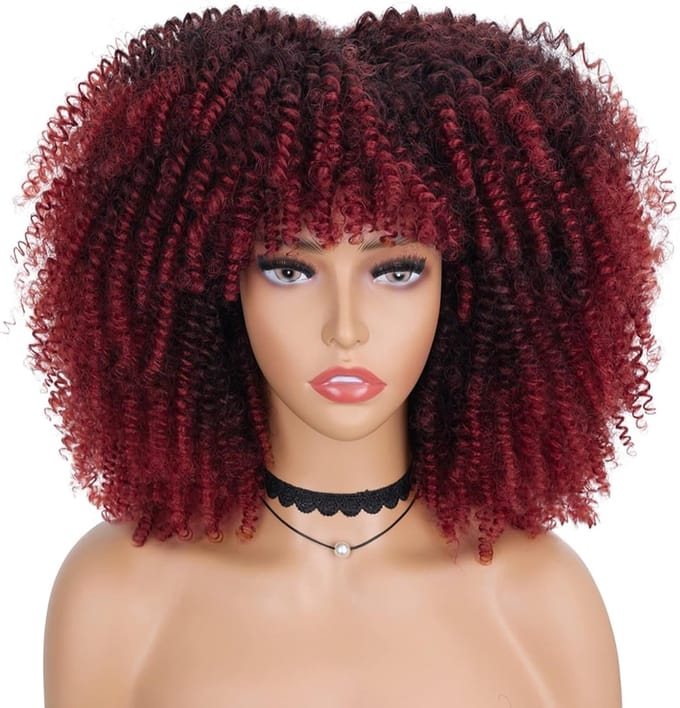 Korte Afro Krullende Pruik in Rood-Blond voor Vrouwen