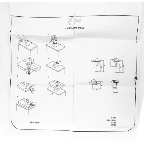 Ideal Standard template for Connect Cube Air washbasin 60 cm KK5410000