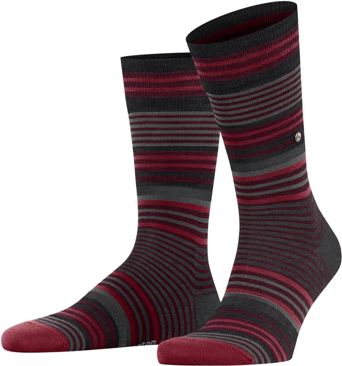 Burlington Stripe gedessineerd wol sokken heren rood - maat 40-46