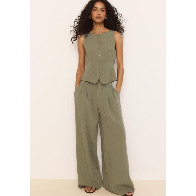 Stradivarius Rustieke verstelbare super wide broek  Kaki 34